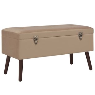 Bankje met opbergvak 80 cm fluweel beige Bankje met opbergvak 80 cm fluweel beige