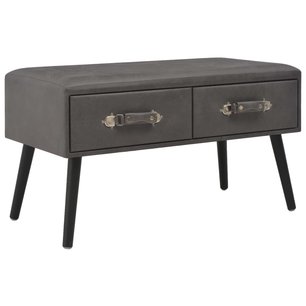 Bank met lades 80 cm kunstleer grijs Bank met lades 80 cm kunstleer grijs