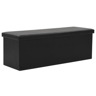 Opbergbank inklapbaar 110x38x38 cm kunstleer zwart Opbergbank inklapbaar 110x38x38 cm kunstleer zwart