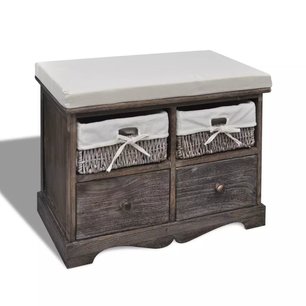 Opbergbank 62x33x42 cm paulowniahout bruin Opbergbank 62x33x42 cm paulowniahout bruin