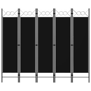 Kamerscherm met 5 panelen 200x180 cm zwart Kamerscherm met 5 panelen 200x180 cm zwart