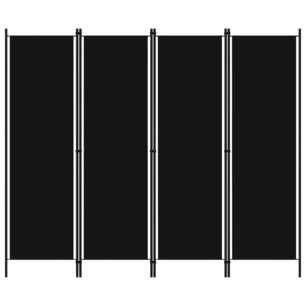 Kamerscherm met 4 panelen 200x180 cm zwart Kamerscherm met 4 panelen 200x180 cm zwart