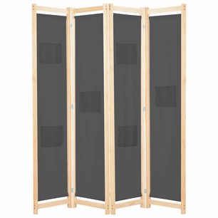 Kamerscherm met 4 panelen 160x170x4 cm stof grijs Kamerscherm met 4 panelen 160x170x4 cm stof grijs