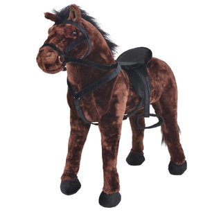 Speelgoedpaard staand XXL pluche donkerbruin Speelgoedpaard staand XXL pluche donkerbruin