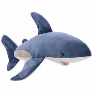 Knuffel witte haai pluche blauw en wit Knuffel witte haai pluche blauw en wit