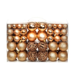 Kerstballenset 6 cm rose/goud 100-delig Kerstballenset 6 cm rose/goud 100-delig