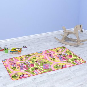 Speeltapijt 80x120 cm zoet dorpspatroon lussenpool Speeltapijt 80x120 cm zoet dorpspatroon lussenpool
