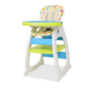 Kinderstoel met blad 3-in-1 verstelbaar blauw en groen Kinderstoel met blad 3-in-1 verstelbaar blauw en groen