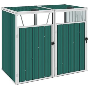 Afvalbakberging dubbel 143x81x121 cm staal groen Afvalbakberging dubbel 143x81x121 cm staal groen