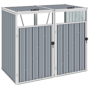 Afvalbakberging dubbel 143x81x121 cm staal grijs Afvalbakberging dubbel 143x81x121 cm staal grijs
