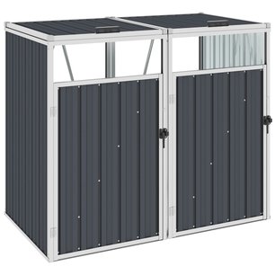 Afvalbakberging dubbel 143x81x121 cm staal antraciet Afvalbakberging dubbel 143x81x121 cm staal antraciet