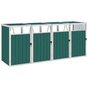 Afvalbakberging vierdubbel 286x81x121 cm staal groen Afvalbakberging vierdubbel 286x81x121 cm staal groen