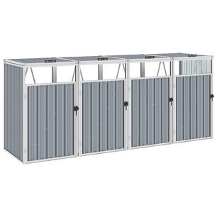 Afvalbakberging vierdubbel 286x81x121 cm staal grijs Afvalbakberging vierdubbel 286x81x121 cm staal grijs