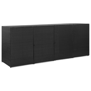 Containerberging vierdubbel 305x78x120 cm poly rattan zwart Containerberging vierdubbel 305x78x120 cm poly rattan zwart