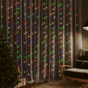 Lichtsnoergordijn met 300 LED's en 8 functies 3x3 m meerkleurig Lichtsnoergordijn met 300 LED's en 8 functies 3x3 m meerkleurig