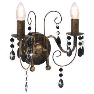 Wandlamp met kralen 2xE14 antiekzwart Wandlamp met kralen 2xE14 antiekzwart
