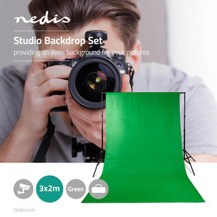 Set Achtergronddoek met statieven voor Fotostudio - 1,90 x 2,95 m - Inclusief reistas Set Achtergronddoek met statieven voor Fotostudio - 1,90 x 2,95 m - Inclusief reistas