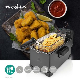 Friteuse Capaciteit: 3 liter - Koele zone - Kijkvenster - 2200 W - 90 °C - 190 °C Friteuse Capaciteit: 3 liter - Koele zone - Kijkvenster - 2200 W - 90 °C - 190 °C