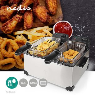 Friteuse Capaciteit: 2x3 liter - Koele zone - 3600 W - 90 °C - 190 °C Friteuse Capaciteit: 2x3 liter - Koele zone - 3600 W - 90 °C - 190 °C