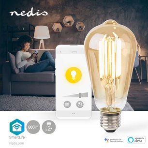 SmartLife LED Filamentlamp | Wi-Fi | E27 | 806 lm | 7 W | Warm Wit | Glas | Androidâ„¢ / IOS | ST64 SmartLife LED Filamentlamp | Wi-Fi | E27 | 806 lm | 7 W | Warm Wit | Glas | Androidâ„¢ / IOS | ST64