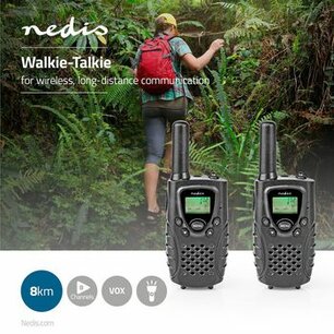 Walkie talkie Set | 2 Handsets | Tot 8 km | Frequentiekanalen: 8 | PTT / VOX | tot 2,5 uur | Koptelefoonoutput | Zwart Walkie talkie Set | 2 Handsets | Tot 8 km | Frequentiekanalen: 8 | PTT / VOX | tot 2,5 uur | Koptelefoonoutput | Zwart