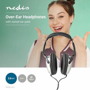 Bedrade Over-ear Koptelefoon | Kabellengte: 2.70 m | Volumebediening | Zilver / Zwart Bedrade Over-ear Koptelefoon | Kabellengte: 2.70 m | Volumebediening | Zilver / Zwart