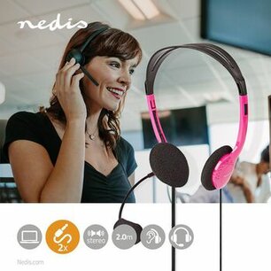 PC-Headset | On-Ear | Stereo | 2x 3.5 mm | Inklapbare Microfoon | Roze PC-Headset | On-Ear | Stereo | 2x 3.5 mm | Inklapbare Microfoon | Roze