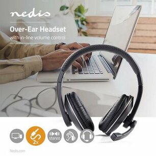PC-Headset | Over-Ear | Stereo | 2x 3.5 mm | Inklapbare Microfoon | Zwart PC-Headset | Over-Ear | Stereo | 2x 3.5 mm | Inklapbare Microfoon | Zwart