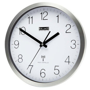 Zendergestuurde Wandklok 30 cm Analoog Zilver / Wit Zendergestuurde Wandklok 30 cm Analoog Zilver / Wit