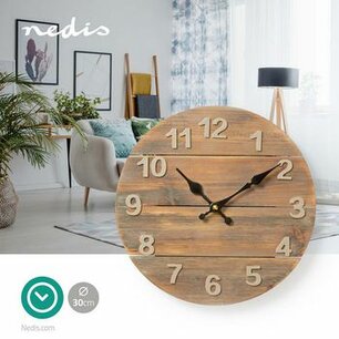 Wandklok | Diameter: 300 mm | Hout | Bruin Wandklok | Diameter: 300 mm | Hout | Bruin
