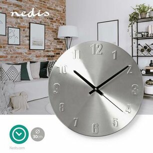 Wandklok | Diameter: 300 mm | Metaal | Zilver Wandklok | Diameter: 300 mm | Metaal | Zilver