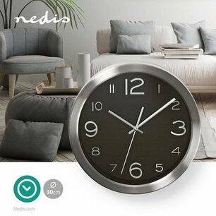 Wandklok | Diameter: 300 mm | Roestvrij Staal | Zilver / Zwart Wandklok | Diameter: 300 mm | Roestvrij Staal | Zilver / Zwart