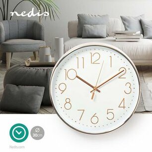 Wandklok | Diameter: 300 mm | Kunststof | Rosé Goud / Wit Wandklok | Diameter: 300 mm | Kunststof | Rosé Goud / Wit
