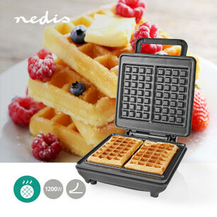 Wafelijzer | Belgische wafels | 22 x 12.5 cm | 1200 W | Automatische temperatuurregeling | ABS / Aluminium Wafelijzer | Belgische wafels | 22 x 12.5 cm | 1200 W | Automatische temperatuurregeling | ABS / Aluminium