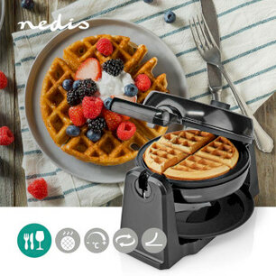 Wafelijzer | Belgische wafels | 17 cm | 1000 W | Automatische temperatuurregeling | ABS / Roestvrij Staal Wafelijzer | Belgische wafels | 17 cm | 1000 W | Automatische temperatuurregeling | ABS / Roestvrij Staal