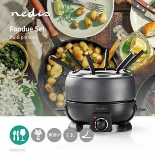 Fondueset | 6 Personen | 2.3 l | Regelbare temperatuur | 800 W | Koelbestendige Handgrepen | Antislip onderkant | Oververhittingsbeveiliging Fondueset | 6 Personen | 2.3 l | Regelbare temperatuur | 800 W | Koelbestendige Handgrepen | Antislip onderkant | Oververhittingsbeveiliging