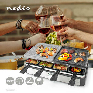 Gourmet / Raclette | Grill / Steen | 8 Personen | Spatel | Temperatuurinstelling | Anti-aanbak laag | Rechthoek Gourmet / Raclette | Grill / Steen | 8 Personen | Spatel | Temperatuurinstelling | Anti-aanbak laag | Rechthoek