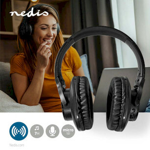 Draadloze Over-ear Koptelefoon | Maximale batterijduur: 7 uur | Ingebouwde microfoon | Drukbediening | Ondersteuning voor spraakbesturing | Volumebediening | Zwart Draadloze Over-ear Koptelefoon | Maximale batterijduur: 7 uur | Ingebouwde microfoon | Drukbediening | Ondersteuning voor spraakbesturing | Volumebediening | Zwart