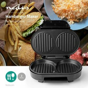 Hamburgermaker | 1000 W | 23.5 x 10.5 cm | Automatische temperatuurregeling | Kunststof / Metaal Hamburgermaker | 1000 W | 23.5 x 10.5 cm | Automatische temperatuurregeling | Kunststof / Metaal