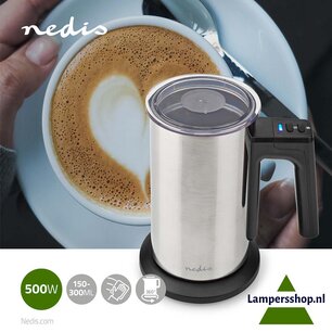 Melkopschuimer - 0.15 liter - Afgeschermd verwarmingselement - 500 W -3 functies - 2 gardes - 3 sjablonen Melkopschuimer - 0.15 liter - Afgeschermd verwarmingselement - 500 W -3 functies - 2 gardes - 3 sjablonen