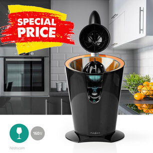 Krachtige Citruspers - 160 W - Oranje / Zwart - 2 perskegels - Grote hendel Krachtige Citruspers - 160 W - Oranje / Zwart - 2 perskegels - Grote hendel