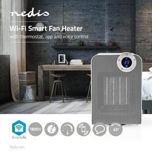 SmartLife keramische PTC-ventilatorkachel Wi-Fi - 1800 W - 3 Warmte Standen - Zwenkfunctie - Display - 15 - 35 °C - Android™ / IOS SmartLife keramische PTC-ventilatorkachel Wi-Fi - 1800 W - 3 Warmte Standen - Zwenkfunctie - Display - 15 - 35 °C - Android™ / IOS