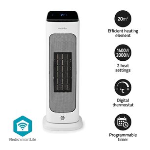 SmartLife keramische PTC-ventilatorkachel Wi-Fi - 2000 W | 2 Warmte Standen - Zwenkfunctie - Display - 10 - 49 ยฐC - Androidโข / IOS | Wit SmartLife keramische PTC-ventilatorkachel Wi-Fi - 2000 W | 2 Warmte Standen - Zwenkfunctie - Display - 10 - 49 ยฐC - Androidโข / IOS | Wit