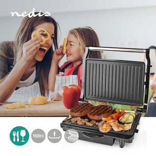 Contact Grill - 1500 W - 25.4 x 17.8 cm - Aluminium / Kunststof Contact Grill - 1500 W - 25.4 x 17.8 cm - Aluminium / Kunststof