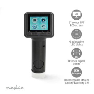 Microscoopcamera 1080p@30fps | 48 MPixel | Zoom: 8 x | Vergroting: 500 x | Scherm grootte: 2 " Microscoopcamera 1080p@30fps | 48 MPixel | Zoom: 8 x | Vergroting: 500 x | Scherm grootte: 2 "