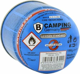Gasvulling priktank 190gr. voor gebruik met kooktoestel 002783-EBR Gasvulling priktank 190gr. voor gebruik met kooktoestel 002783-EBR