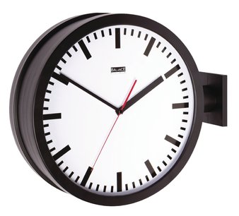 Dubbelzijdige stationswandklok 38 cm Analoog Zwart/Wit Dubbelzijdige stationswandklok 38 cm Analoog Zwart/Wit