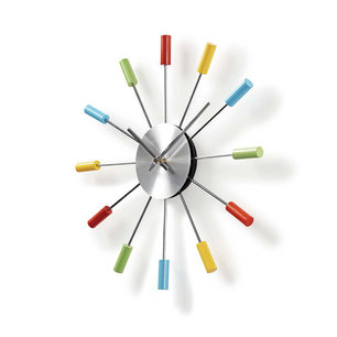 Ronde wandklok - Diameter 34 cm - Kleurig & Leuk - Zilver & gelakt Ronde wandklok - Diameter 34 cm - Kleurig & Leuk - Zilver & gelakt