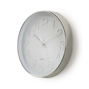 Ronde wandklok | Diameter 30 cm | Wit & zilver Ronde wandklok | Diameter 30 cm | Wit & zilver
